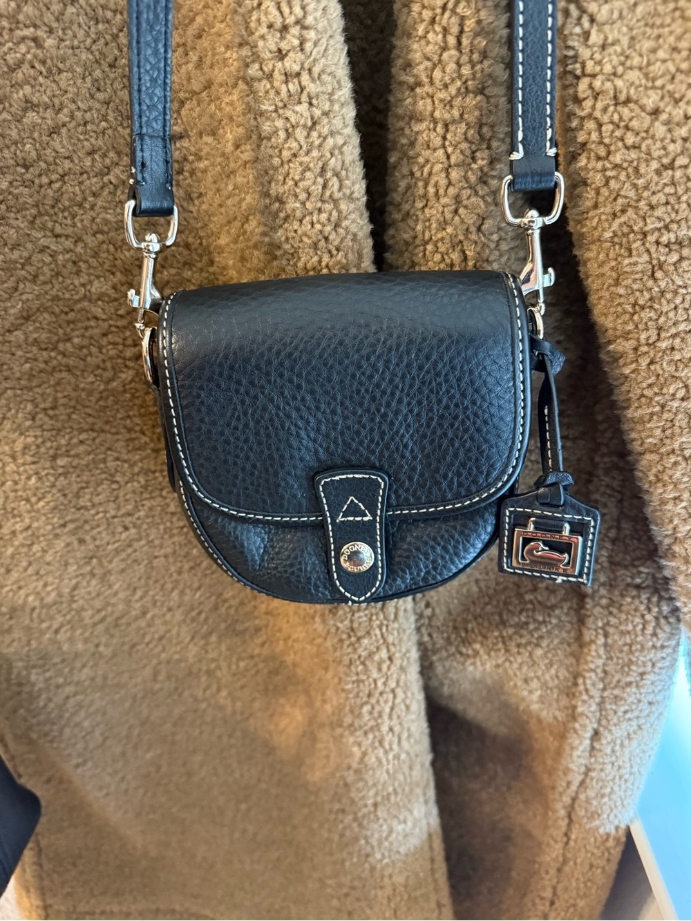 Dooney & Bourke Black Pebble Leather Mini Saddle Crossbody